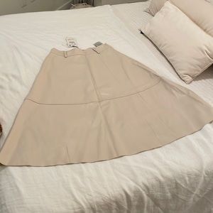 Zara cream faux leather a-line skirt Medium